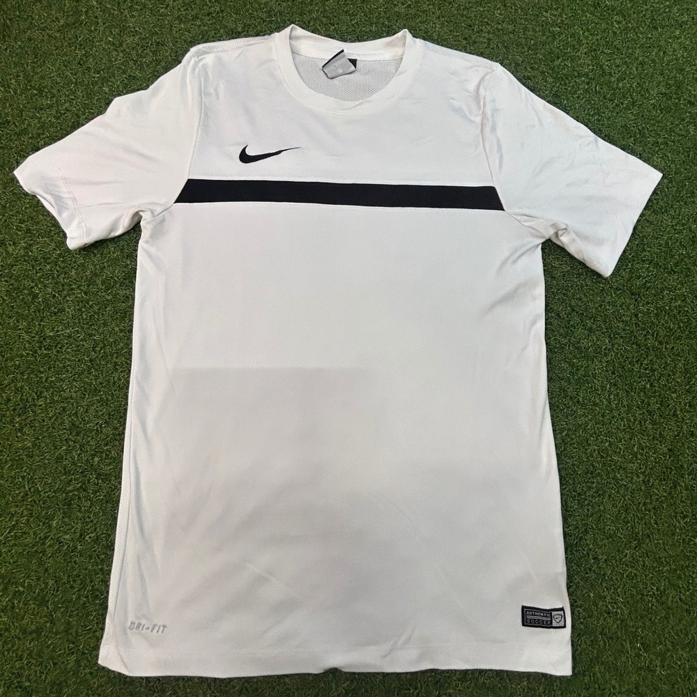 Nike Dri-FIT Soccer Jersey Mens‎ Medium White Black Stripe Training Shirt 588441